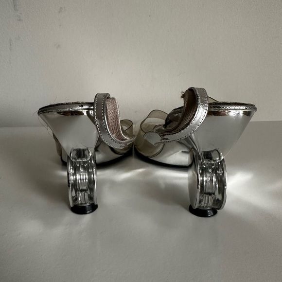 Vintage Silver Clear Peep Toe Heels - Picture 9 of 10